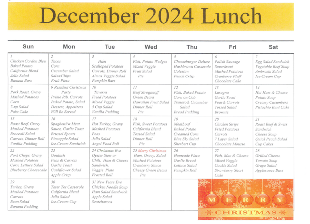 December 2024 Lunch