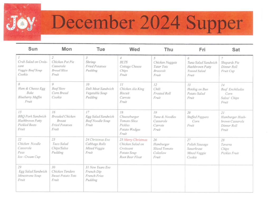 December 2024 Supper